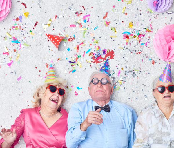 Older people celebrating new years eve